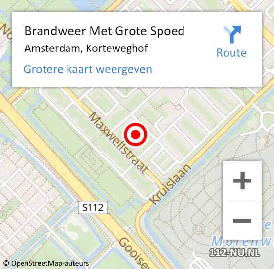 Locatie op kaart van de 112 melding: Brandweer Met Grote Spoed Naar Amsterdam, Korteweghof op 18 december 2021 02:09