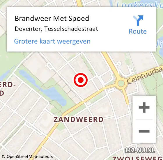 Locatie op kaart van de 112 melding: Brandweer Met Spoed Naar Deventer, Tesselschadestraat op 18 december 2021 02:16