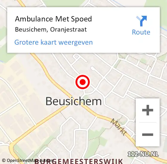 Locatie op kaart van de 112 melding: Ambulance Met Spoed Naar Beusichem, Oranjestraat op 18 december 2021 02:21