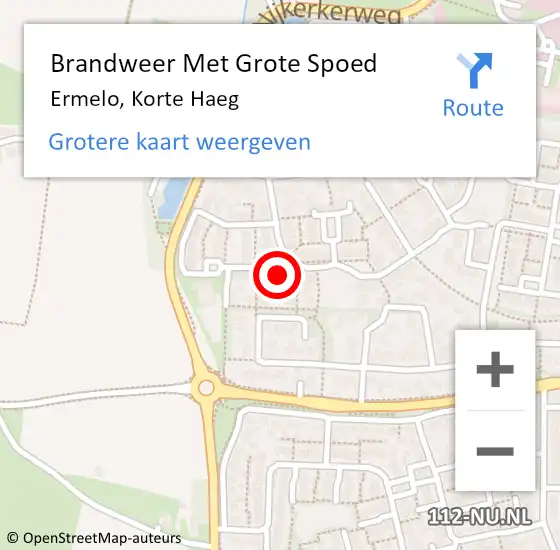 Locatie op kaart van de 112 melding: Brandweer Met Grote Spoed Naar Ermelo, Korte Haeg op 18 december 2021 02:37