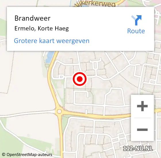 Locatie op kaart van de 112 melding: Brandweer Ermelo, Korte Haeg op 18 december 2021 02:42