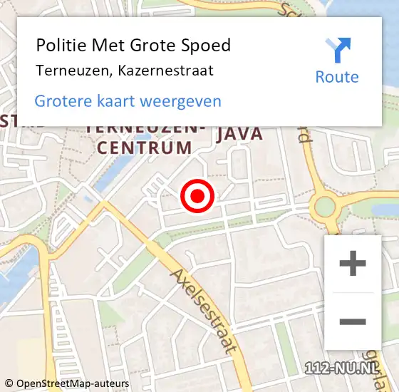 Locatie op kaart van de 112 melding: Politie Met Grote Spoed Naar Terneuzen, Kazernestraat op 18 december 2021 03:23