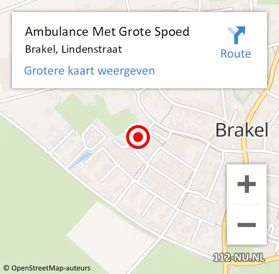 Locatie op kaart van de 112 melding: Ambulance Met Grote Spoed Naar Brakel, Lindenstraat op 18 december 2021 03:34