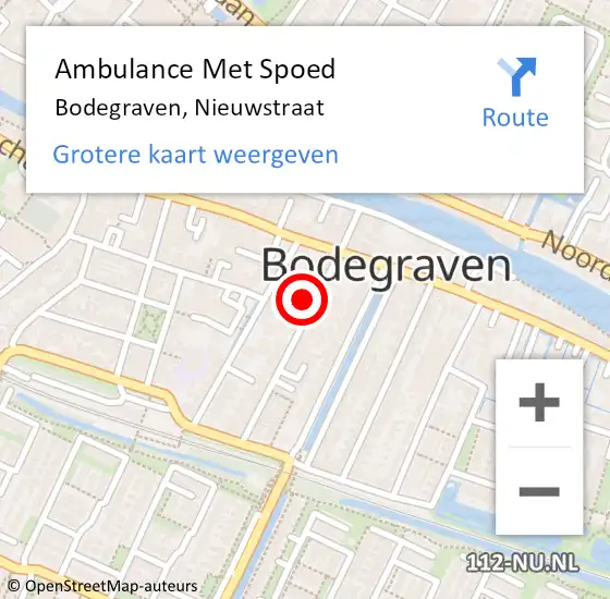 Locatie op kaart van de 112 melding: Ambulance Met Spoed Naar Bodegraven, Nieuwstraat op 18 december 2021 05:24