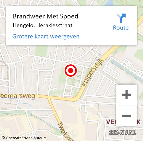 Locatie op kaart van de 112 melding: Brandweer Met Spoed Naar Hengelo, Heraklesstraat op 18 december 2021 06:21