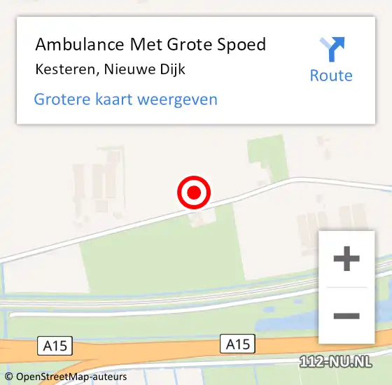 Locatie op kaart van de 112 melding: Ambulance Met Grote Spoed Naar Kesteren, Nieuwe Dijk op 18 december 2021 06:37