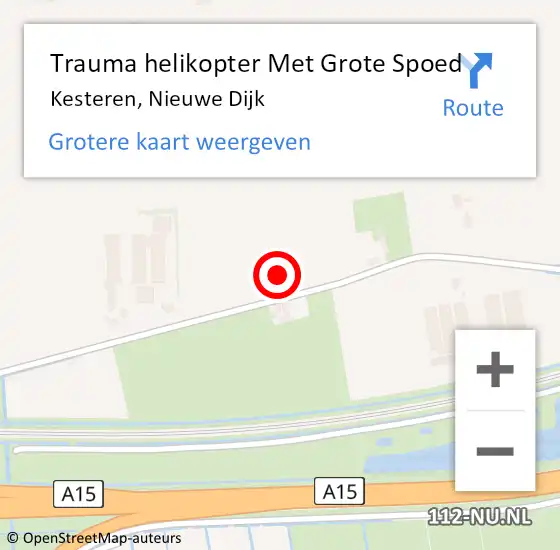 Locatie op kaart van de 112 melding: Trauma helikopter Met Grote Spoed Naar Kesteren, Nieuwe Dijk op 18 december 2021 06:41