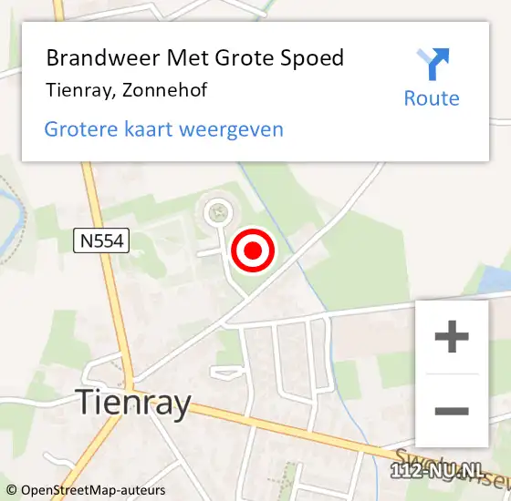 Locatie op kaart van de 112 melding: Brandweer Met Grote Spoed Naar Tienray, Zonnehof op 18 december 2021 07:39