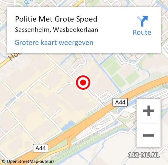 Locatie op kaart van de 112 melding: Politie Met Grote Spoed Naar Sassenheim, Wasbeekerlaan op 18 december 2021 08:30