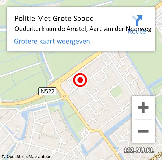 Locatie op kaart van de 112 melding: Politie Met Grote Spoed Naar Ouderkerk aan de Amstel, Aart van der Neerweg op 18 december 2021 08:51