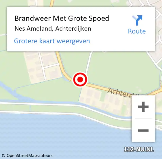 Locatie op kaart van de 112 melding: Brandweer Met Grote Spoed Naar Nes Ameland, Achterdijken op 18 december 2021 09:04
