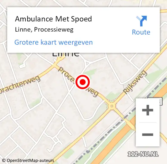 Locatie op kaart van de 112 melding: Ambulance Met Spoed Naar Linne, Processieweg op 18 december 2021 09:09