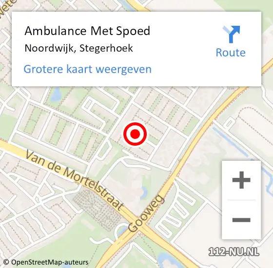 Locatie op kaart van de 112 melding: Ambulance Met Spoed Naar Noordwijk, Stegerhoek op 18 december 2021 09:12