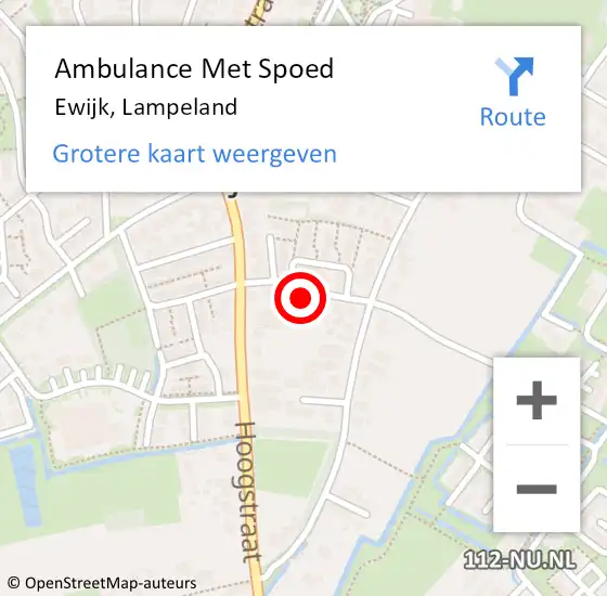 Locatie op kaart van de 112 melding: Ambulance Met Spoed Naar Ewijk, Lampeland op 18 december 2021 09:31