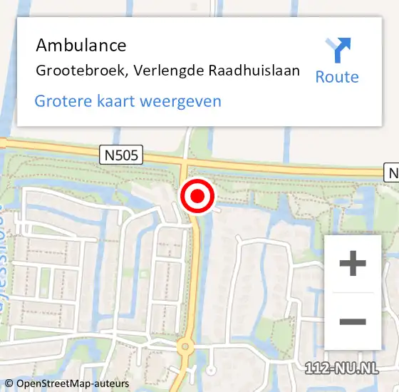 Locatie op kaart van de 112 melding: Ambulance Grootebroek, Verlengde Raadhuislaan op 18 december 2021 09:34