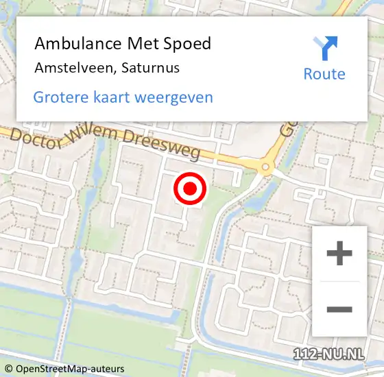 Locatie op kaart van de 112 melding: Ambulance Met Spoed Naar Amstelveen, Saturnus op 18 december 2021 09:52