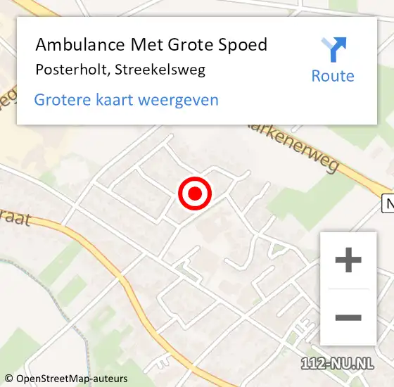 Locatie op kaart van de 112 melding: Ambulance Met Grote Spoed Naar Posterholt, Streekelsweg op 18 december 2021 09:53