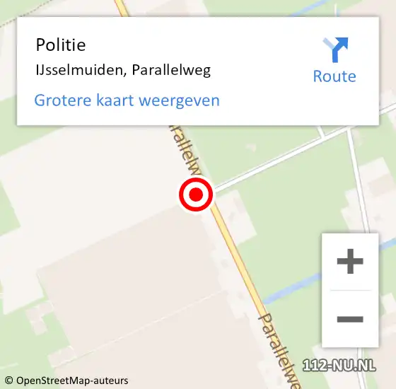 Locatie op kaart van de 112 melding: Politie IJsselmuiden, Parallelweg op 18 december 2021 09:54