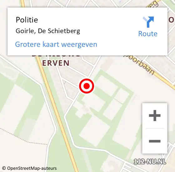 Locatie op kaart van de 112 melding: Politie Goirle, De Schietberg op 18 december 2021 09:55