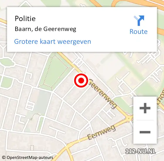 Locatie op kaart van de 112 melding: Politie Baarn, de Geerenweg op 18 december 2021 10:07