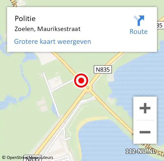 Locatie op kaart van de 112 melding: Politie Zoelen, Mauriksestraat op 2 juli 2014 16:59