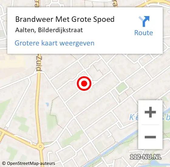 Locatie op kaart van de 112 melding: Brandweer Met Grote Spoed Naar Aalten, Bilderdijkstraat op 18 december 2021 10:29