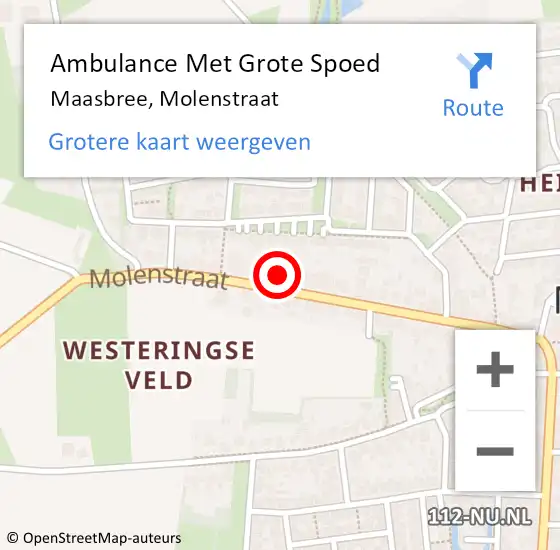 Locatie op kaart van de 112 melding: Ambulance Met Grote Spoed Naar Maasbree, Molenstraat op 2 juli 2014 17:00