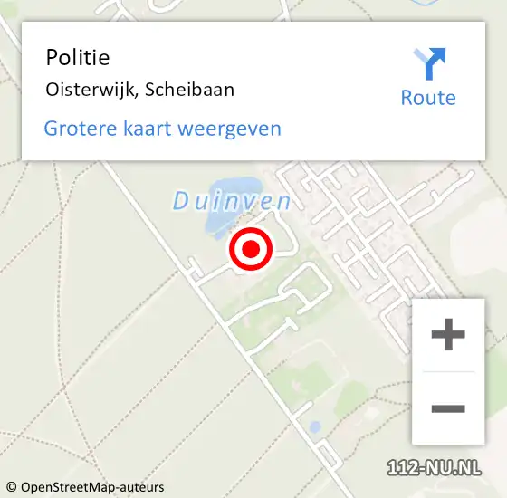 Locatie op kaart van de 112 melding: Politie Oisterwijk, Scheibaan op 18 december 2021 10:46