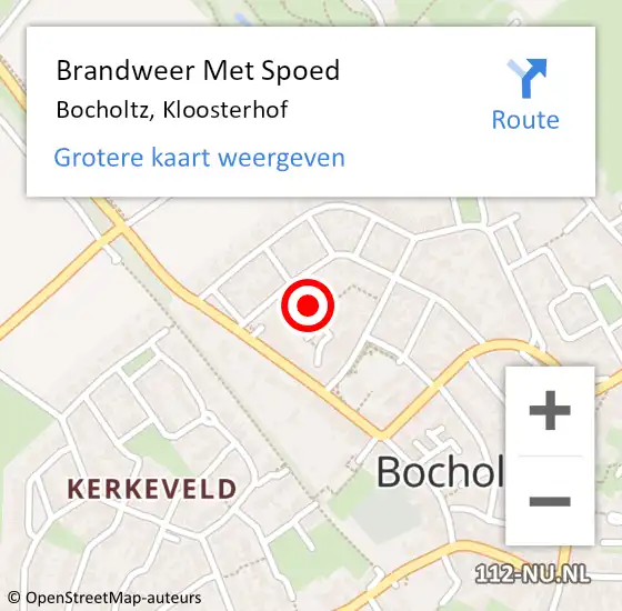 Locatie op kaart van de 112 melding: Brandweer Met Spoed Naar Bocholtz, Kloosterhof op 18 december 2021 10:49