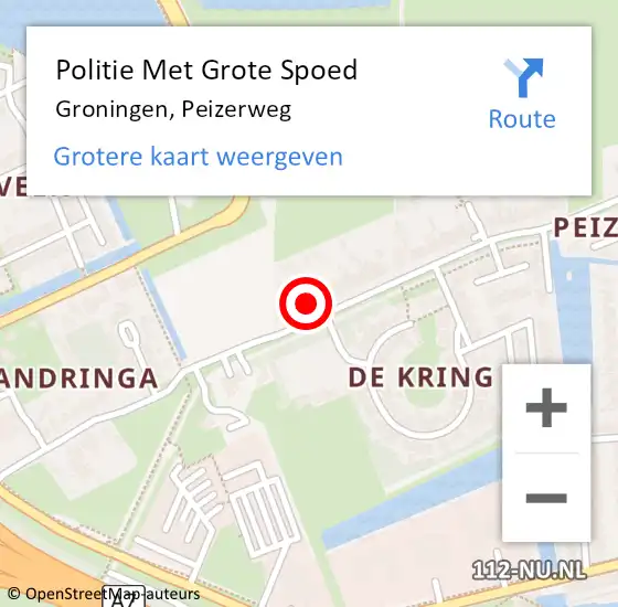 Locatie op kaart van de 112 melding: Politie Met Grote Spoed Naar Groningen, Peizerweg op 18 december 2021 10:56