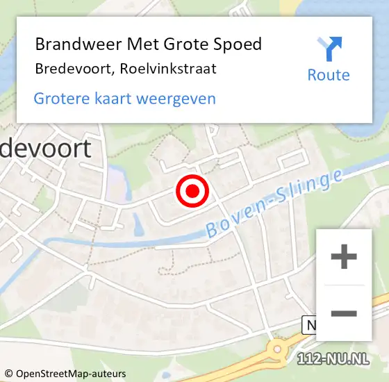 Locatie op kaart van de 112 melding: Brandweer Met Grote Spoed Naar Bredevoort, Roelvinkstraat op 18 december 2021 11:06