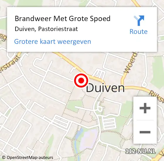 Locatie op kaart van de 112 melding: Brandweer Met Grote Spoed Naar Duiven, Pastoriestraat op 18 december 2021 11:17