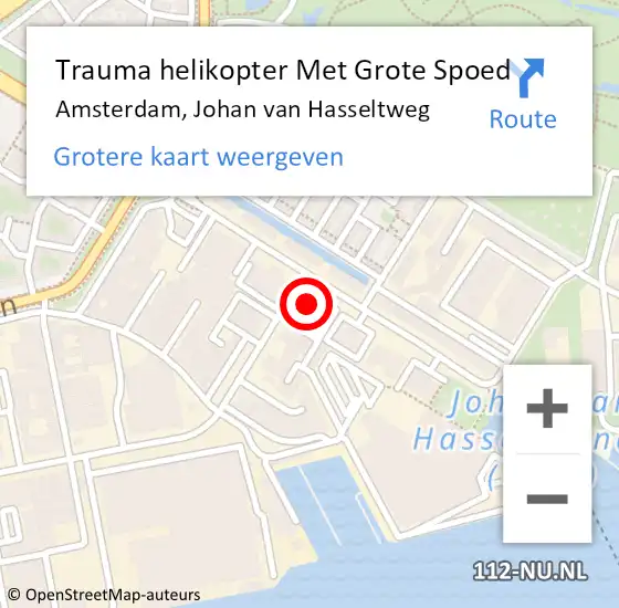 Locatie op kaart van de 112 melding: Trauma helikopter Met Grote Spoed Naar Amsterdam, Johan van Hasseltweg op 18 december 2021 11:39