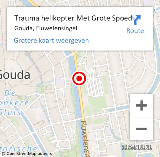 Locatie op kaart van de 112 melding: Trauma helikopter Met Grote Spoed Naar Gouda, Fluwelensingel op 18 december 2021 11:45