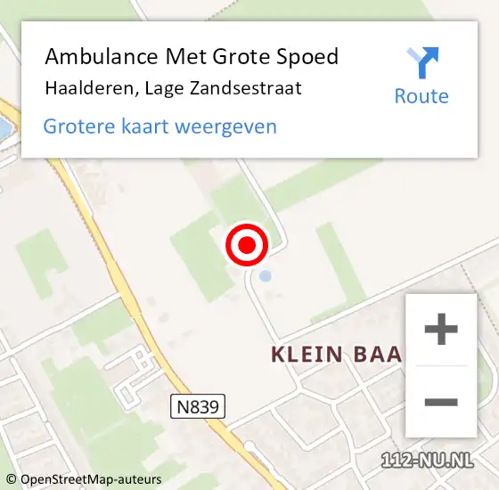Locatie op kaart van de 112 melding: Ambulance Met Grote Spoed Naar Haalderen, Lage Zandsestraat op 18 december 2021 11:55
