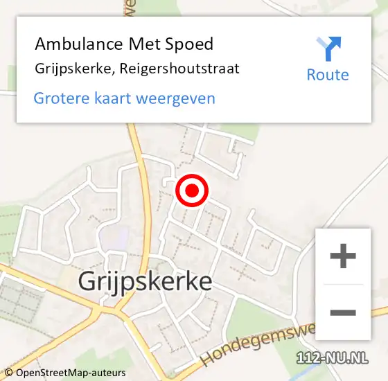 Locatie op kaart van de 112 melding: Ambulance Met Spoed Naar Grijpskerke, Reigershoutstraat op 7 oktober 2013 07:12