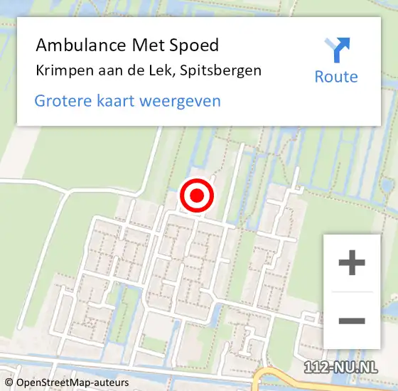 Locatie op kaart van de 112 melding: Ambulance Met Spoed Naar Krimpen aan de Lek, Spitsbergen op 18 december 2021 12:29