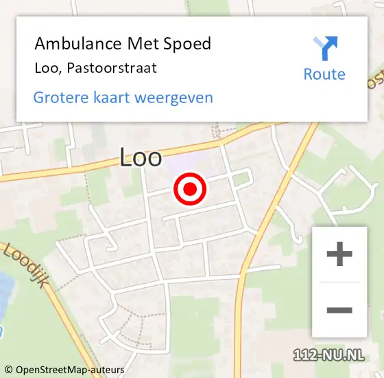 Locatie op kaart van de 112 melding: Ambulance Met Spoed Naar Loo, Pastoorstraat op 18 december 2021 12:33