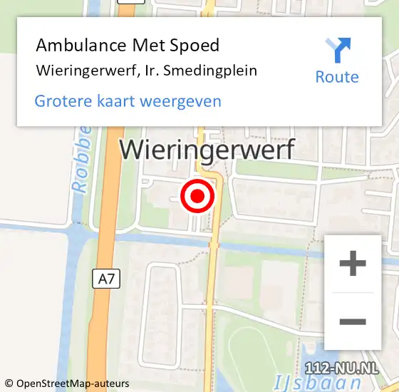 Locatie op kaart van de 112 melding: Ambulance Met Spoed Naar Wieringerwerf, Ir. Smedingplein op 18 december 2021 12:45