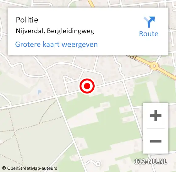 Locatie op kaart van de 112 melding: Politie Nijverdal, Bergleidingweg op 18 december 2021 13:14