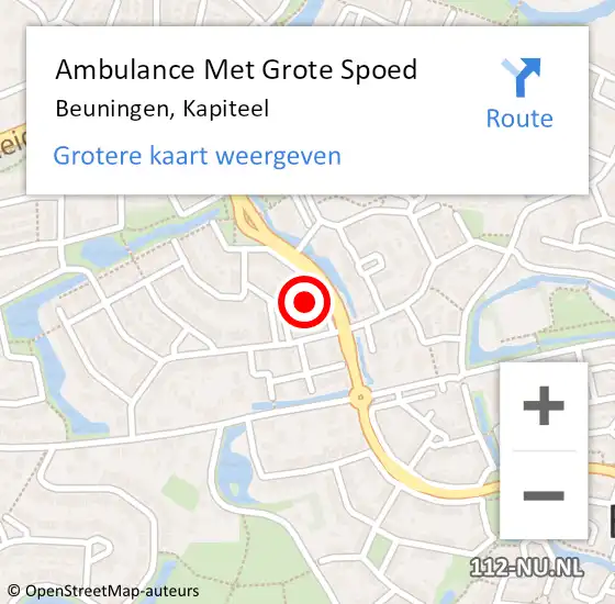 Locatie op kaart van de 112 melding: Ambulance Met Grote Spoed Naar Beuningen, Kapiteel op 18 december 2021 13:22