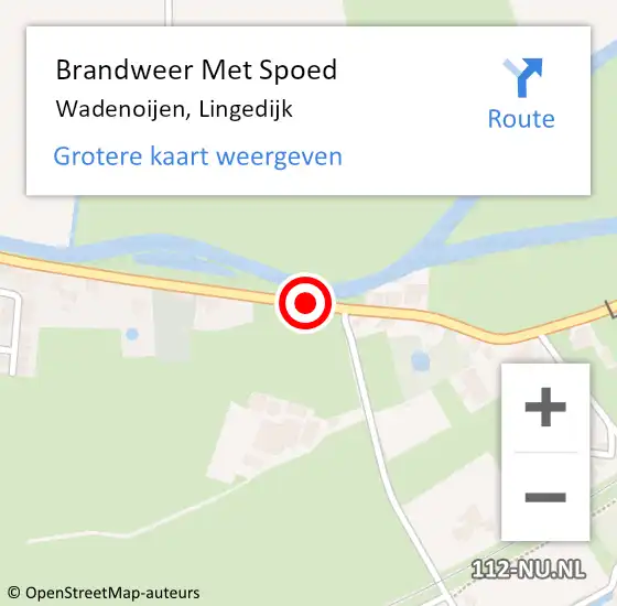 Locatie op kaart van de 112 melding: Brandweer Met Spoed Naar Wadenoijen, Lingedijk op 18 december 2021 13:34