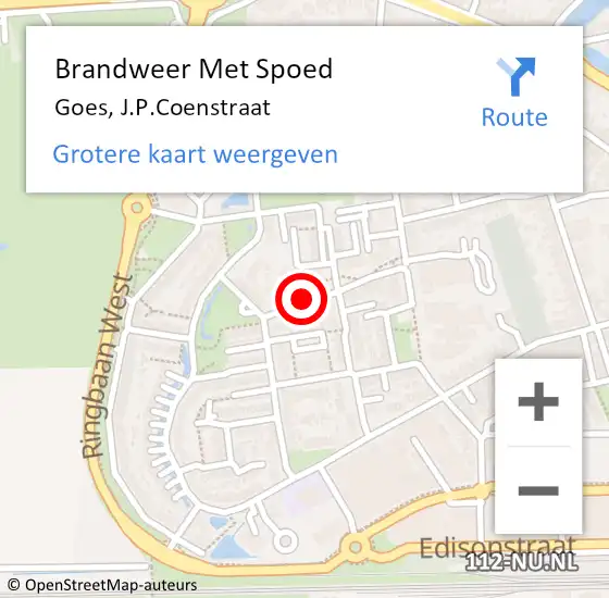 Locatie op kaart van de 112 melding: Brandweer Met Spoed Naar Goes, J.P.Coenstraat op 18 december 2021 13:43