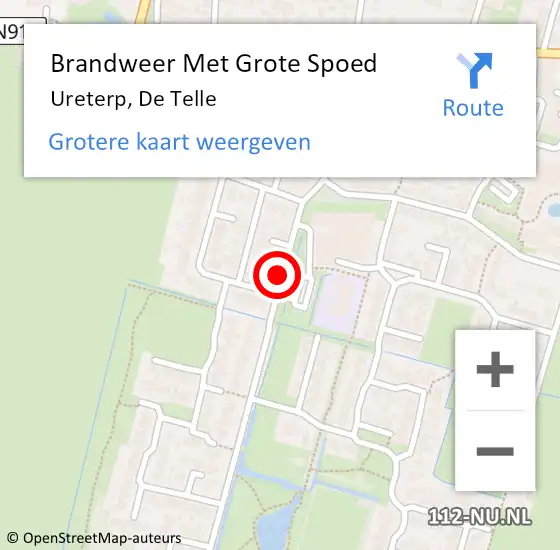 Locatie op kaart van de 112 melding: Brandweer Met Grote Spoed Naar Ureterp, De Telle op 18 december 2021 13:53