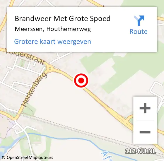 Locatie op kaart van de 112 melding: Brandweer Met Grote Spoed Naar Meerssen, Houthemerweg op 18 december 2021 14:06