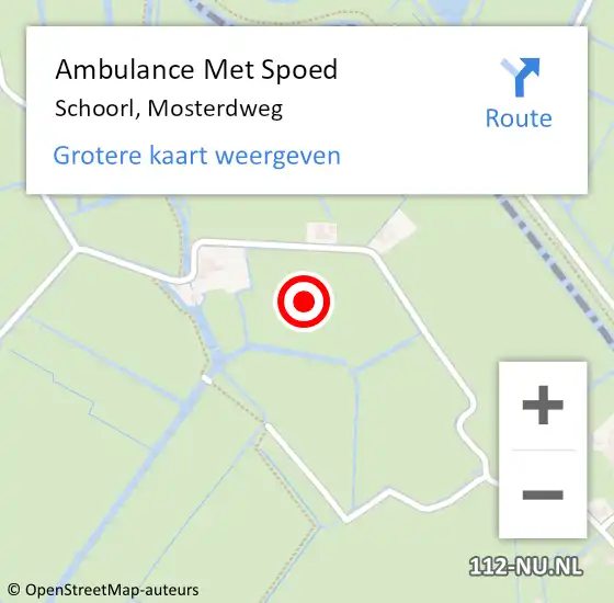 Locatie op kaart van de 112 melding: Ambulance Met Spoed Naar Schoorl, Mosterdweg op 18 december 2021 14:31