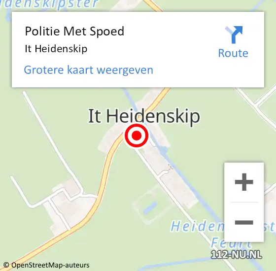 Locatie op kaart van de 112 melding: Politie Met Spoed Naar It Heidenskip op 18 december 2021 14:37