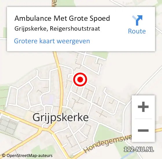 Locatie op kaart van de 112 melding: Ambulance Met Grote Spoed Naar Grijpskerke, Reigershoutstraat op 7 oktober 2013 07:14