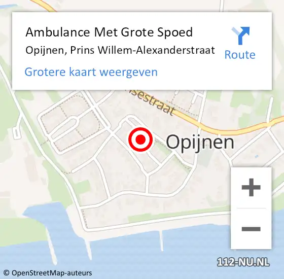 Locatie op kaart van de 112 melding: Ambulance Met Grote Spoed Naar Opijnen, Prins Willem-Alexanderstraat op 18 december 2021 14:58