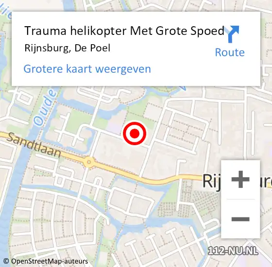 Locatie op kaart van de 112 melding: Trauma helikopter Met Grote Spoed Naar Rijnsburg, De Poel op 18 december 2021 15:05